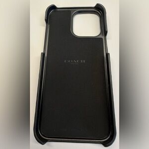 Coach Black Leather iPhone 12/13/14 Pro Max Case Signature Logo